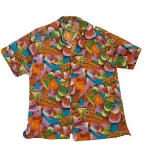 70s Abstract Geometric Colar Open‎ Shirt Psychedlic